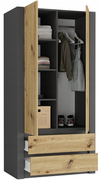 Šatní skříň Briala (antracit + artisan). Akce -10%