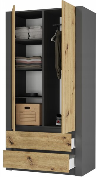 Šatní skříň Briala (antracit + artisan). Akce -10%