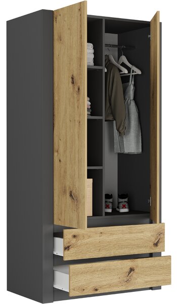 Šatní skříň Briala (antracit + artisan). Akce -10%