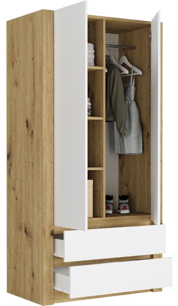 Šatní skříň Briala (artisan + bílá). Akce -14%