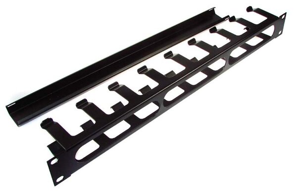 Vyvazovací panel 1U 8 uchytů, kovový, černý