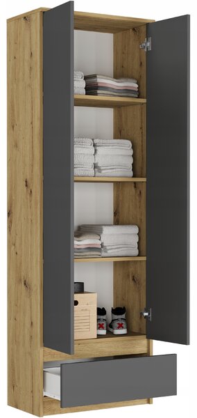 Policová skříň Beltara (artisan + antracit). Akce -13%