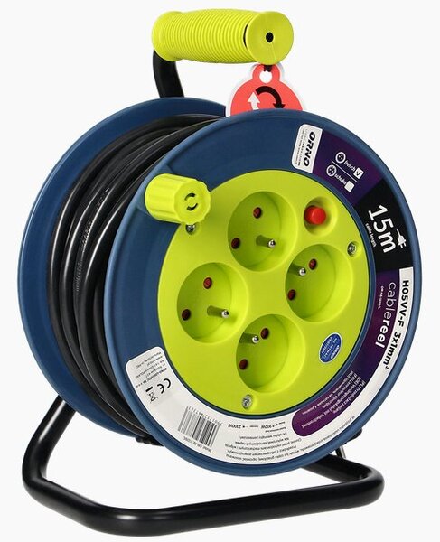 Prodlužovací přívod ORNO OR-AE-1339/L, 15m, 4x zásuvka, H05VV-F 3x1 PVC