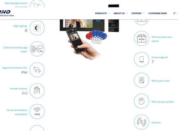 Videozvonek ORNO VI-VID-WI-1068/B APPOS, 7" LCD, Wi-Fi, RFID, SD