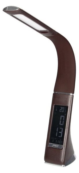 Stolní lampa s budíkem VIRONE DOLOMIT DL-12/BR, 5W, 400lm, 4000K, hnědá