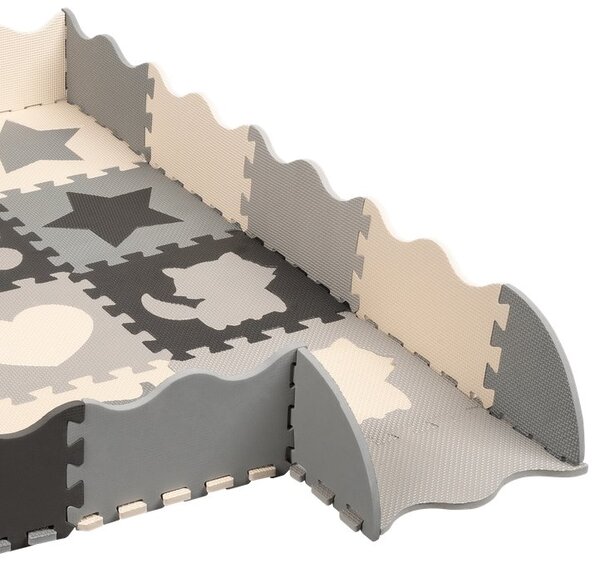 Pěnová podložka puzzle REBEL RBY-2250-16 150 x 150 cm, s rámem, šedá