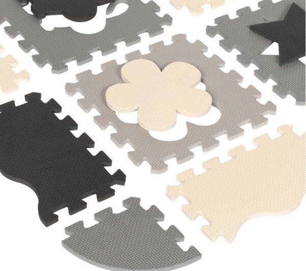 Pěnová podložka puzzle REBEL RBY-2250-16 150 x 150 cm, s rámem, šedá