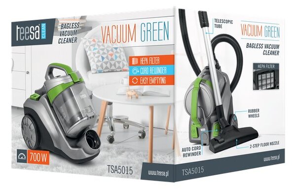 Podlahový bezsáčkový vysavač TEESA VACUUM GREEN TSA5015, zelený