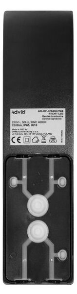 Venkovní svítidlo nástěnné ORNO AD-OP-6204BLPM4, IP65, 4000K, 2000lm, černá