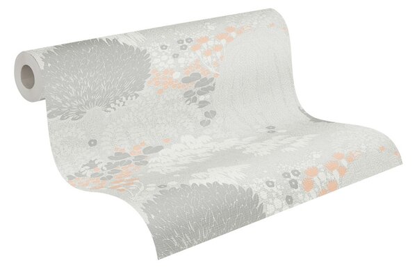 A.S. Création | Vliesová tapeta na zeď Famous Garden 39350-1 | 0,53 x 10,05 m | šedá, růžová, meruňková, bílá