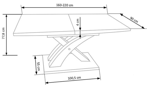 Halmar Rozkládací jídelní stůl SANDOR 2 160(220)x90 černý