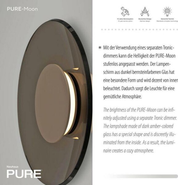 PAUL NEUHAUS LED nástěnné svítidlo Pure Moon stmívatelné 2700K bronz / tmavý amber 9594-97