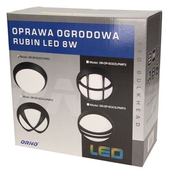Venkovní svítidlo nástěnné ORNO OR-OP-6021LPM3, 8W, IP54, 3000K, 540lm, černá