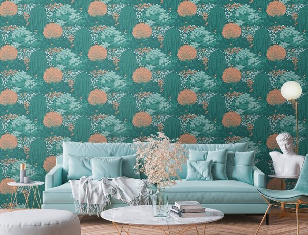 A.S. Création | Vliesová tapeta na zeď Famous Garden 39350-3 | 0,53 x 10,05 m | vining ivy, zelená, oranžová, bílá