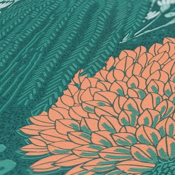 A.S. Création | Vliesová tapeta na zeď Famous Garden 39350-3 | 0,53 x 10,05 m | vining ivy, zelená, oranžová, bílá