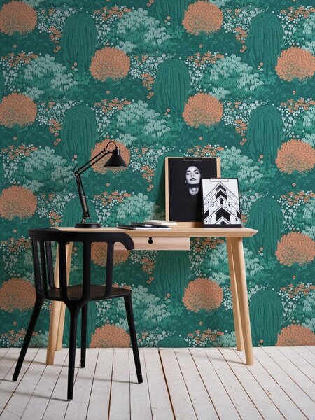 A.S. Création | Vliesová tapeta na zeď Famous Garden 39350-3 | 0,53 x 10,05 m | vining ivy, zelená, oranžová, bílá