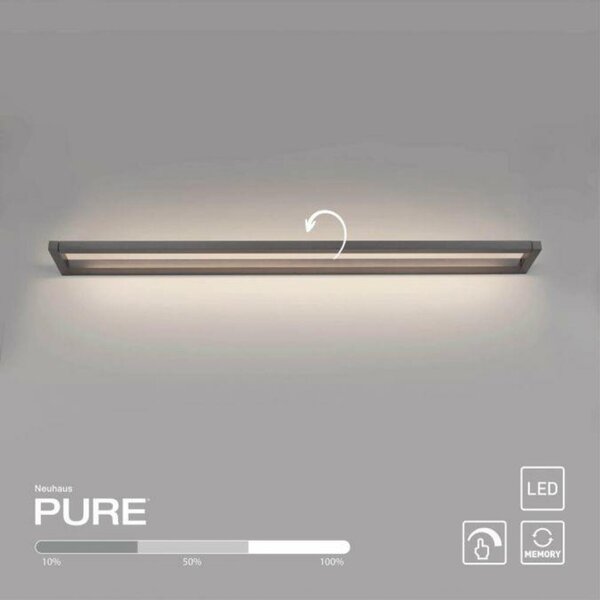 PAUL NEUHAUS LED nástěnné svítidlo PURE Puro dotykový stmívač 3000K platina 9114-15