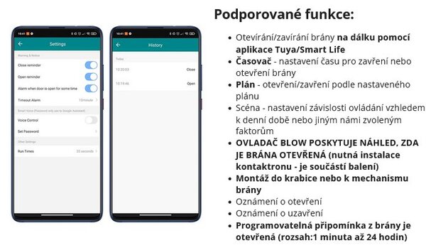 Smart dálkové ovládání pro vrata a brány BLOW 72-081, WiFi TUYA