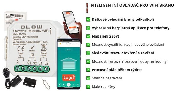Smart dálkové ovládání pro vrata a brány BLOW 72-081, WiFi TUYA