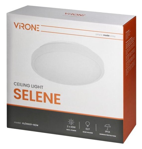 Stropní svítidlo ORNO SELENE CL/2XE27-10/W, 2xE27, max. 2x60W IP54, průměr 30,5cm, bílá