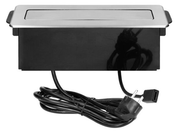 Výsuvný blok zapuštěný ORNO OR-GM-9016/B-G, 2x 230V, 1x USB, 2x HDMI, INOX