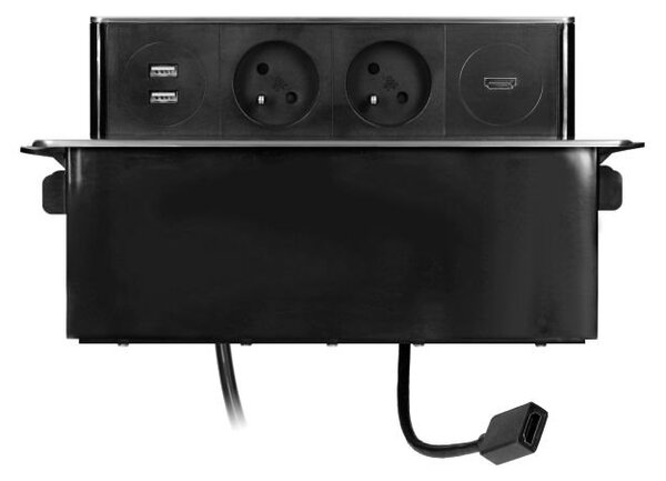 Výsuvný blok zapuštěný ORNO OR-GM-9016/B-G, 2x 230V, 1x USB, 2x HDMI, INOX