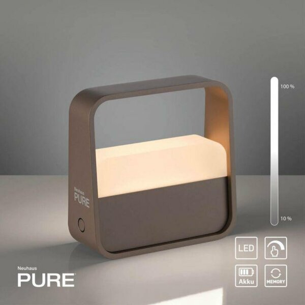 PAUL NEUHAUS LED stolní lampa Pure Go bronz na baterie dotykový vypínač USB 2700K PN 4055-97