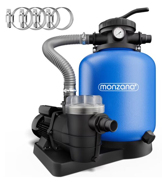 Písková filtrace k bazénu AQUA s předfiltrem, 13 200 l/h, modrá Monzana