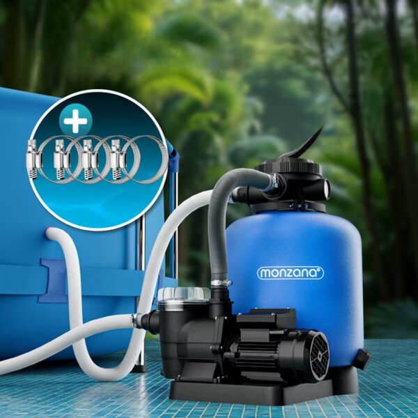 Písková filtrace k bazénu AQUA s předfiltrem, 13 200 l/h, modrá Monzana
