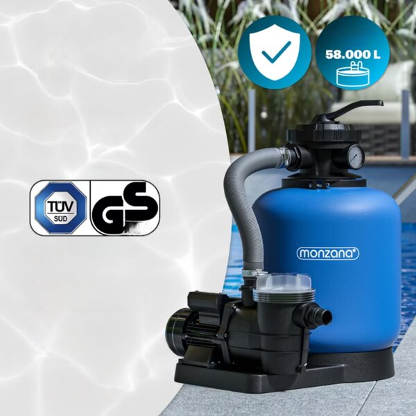 Písková filtrace k bazénu AQUA s předfiltrem, 13 200 l/h, modrá Monzana