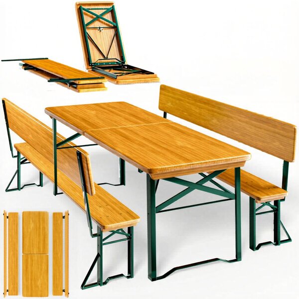 Pivní set PRAKTIK s opěradly, 170cm, hnědá Jurhan
