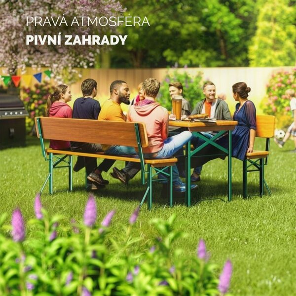 Pivní set PRAKTIK s opěradly, 170cm, hnědá Jurhan