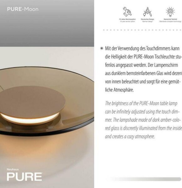 PAUL NEUHAUS Stolní lampa PURE Moon LED 10W 2700K bronz / tmavý amber 4594-97
