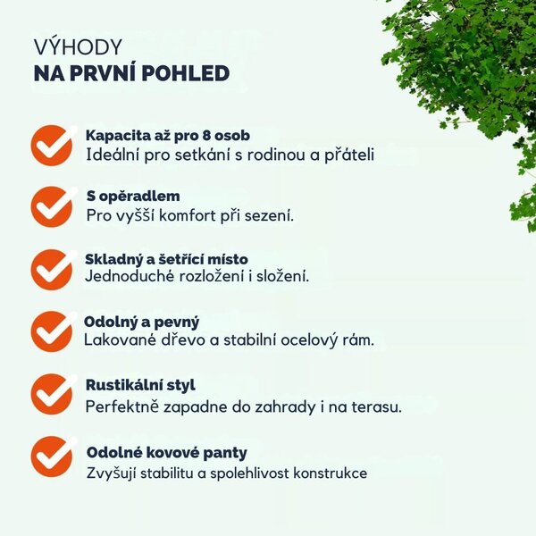 Pivní set PRAKTIK s opěradly, 170cm, hnědá Jurhan