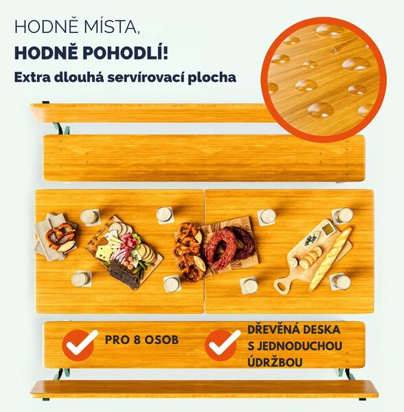 Pivní set PRAKTIK s opěradly, 170cm, hnědá Jurhan