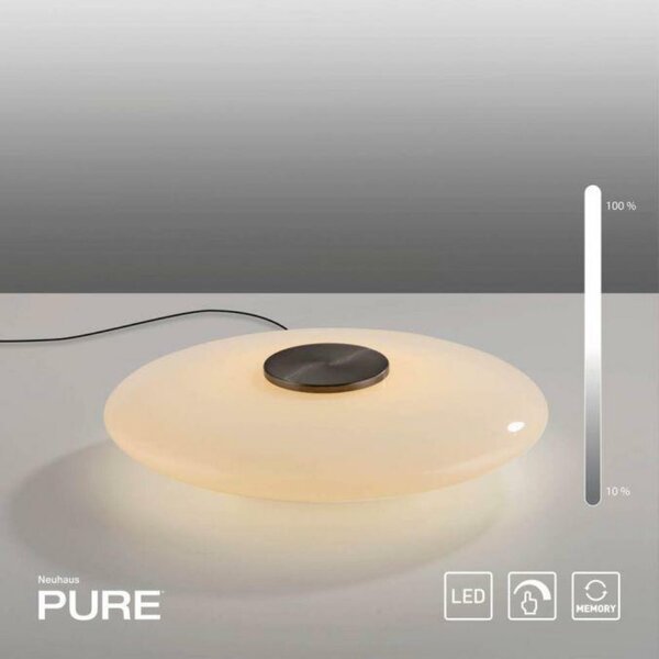 PAUL NEUHAUS LED stolní lampa PURE Vitrum dotykový vypínač 2700K hnědá / opál 4080-34