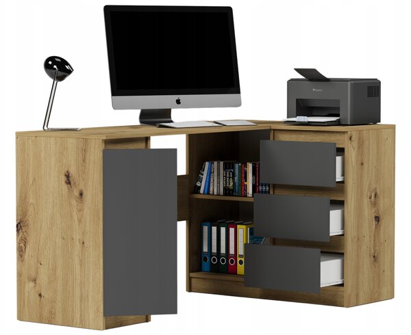 Rohový PC stolek Nyper (artisan + antracit). Akce -18%