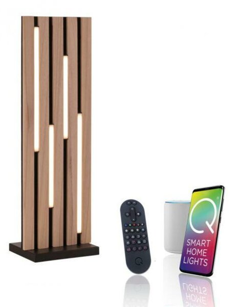 PAUL NEUHAUS LED stolní lampa Q-AKUSTIK dřevo, přírodní Smarthome s aplikací CCT ZigBee 2700-5000K PN 4822-79