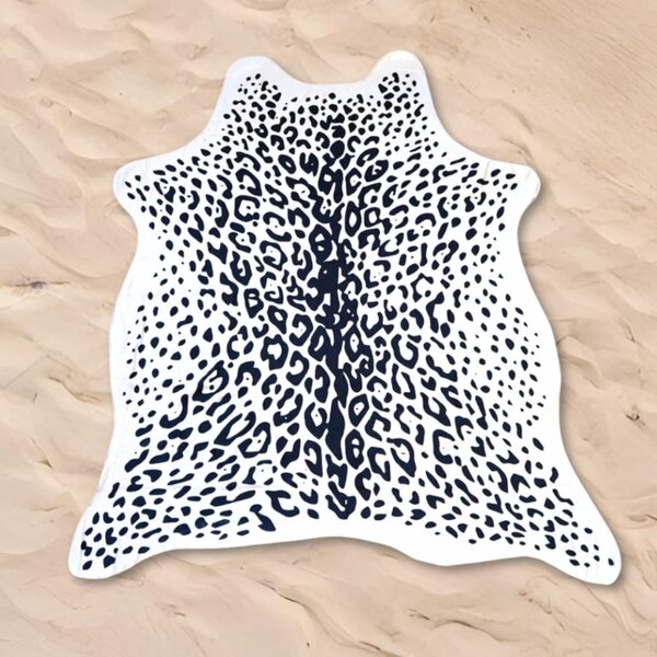 Osuška LEOPARD 146 x 150 cm černobílá, 100% polyester