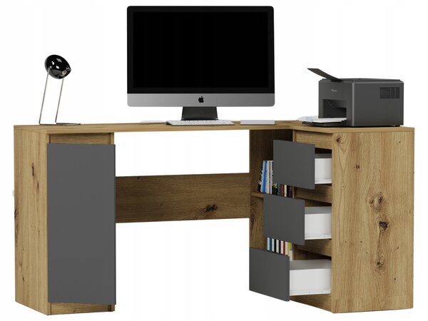 Rohový PC stolek Nyper (artisan + antracit). Akce -18%