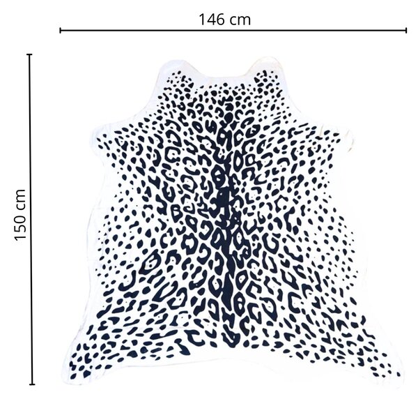 Osuška LEOPARD 146 x 150 cm černobílá, 100% polyester