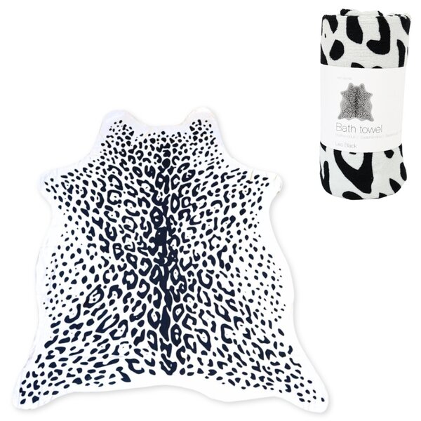 Osuška LEOPARD 146 x 150 cm černobílá, 100% polyester