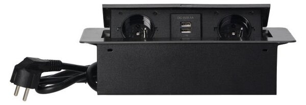 Výklopný blok zapuštěný ORNO OR-AE-13126/GR, 2x 230V a 2x USB, grafitová