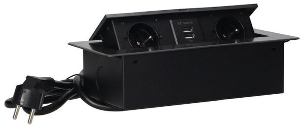Výklopný blok zapuštěný ORNO OR-AE-13126/GR, 2x 230V a 2x USB, grafitová