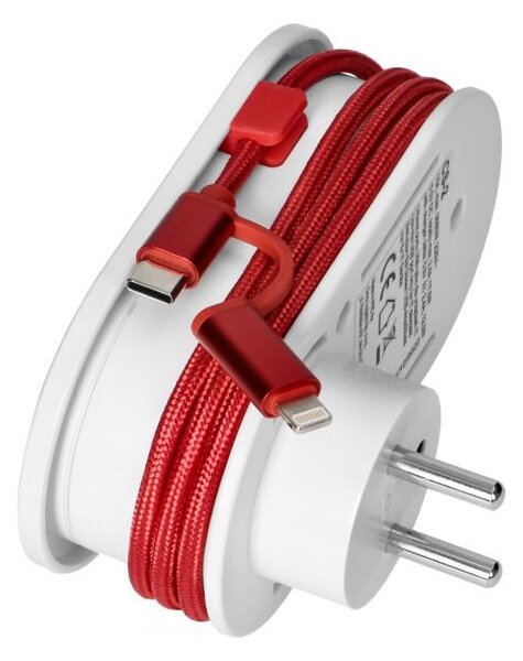 Adaptér ORNO VIRONE CS-2 230V s USB-C+A nabíječkou a kabelem USB-C + Lightning