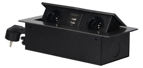 Výklopný blok zapuštěný ORNO OR-AE-13126/GR, 2x 230V a 2x USB, grafitová