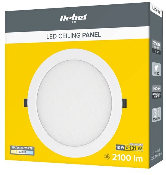 LED panel REBEL ZAR0556 18W, 222mm