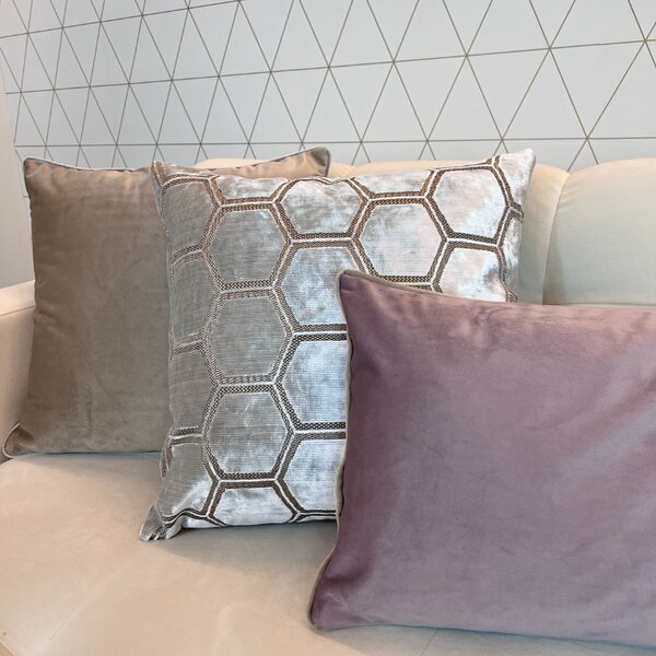 BOHOLOGY Set tří povlaků na polštář Hexagon - béžový, stříbrný, růžový