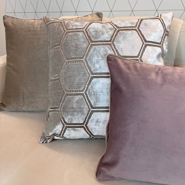 BOHOLOGY Set tří povlaků na polštář Hexagon - béžový, stříbrný, růžový