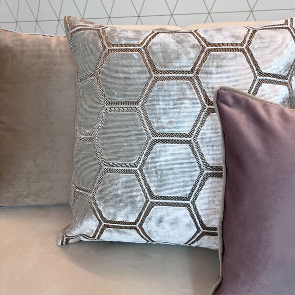 BOHOLOGY Set tří povlaků na polštář Hexagon - béžový, stříbrný, růžový